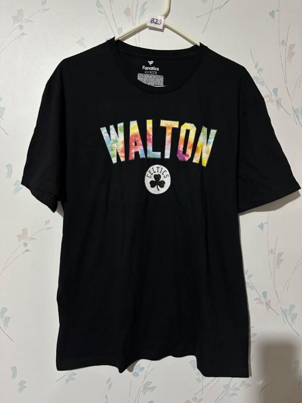 Fanatics NBA Celtics Bill Walton Tie-Dye Logo Black T-Shirt Large